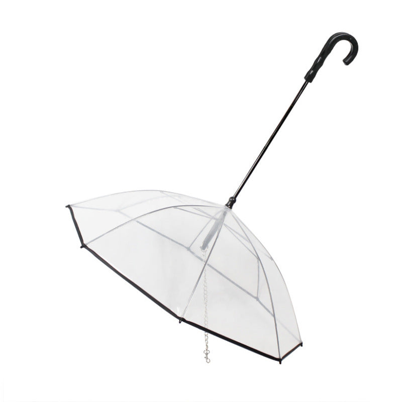 Dog Transparent Umbrella With Traction Chain Removable Umbrella