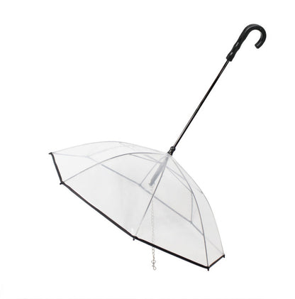 Dog Transparent Umbrella With Traction Chain Removable Umbrella