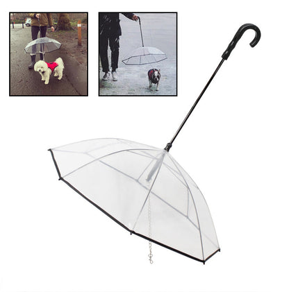 Dog Transparent Umbrella With Traction Chain Removable Umbrella